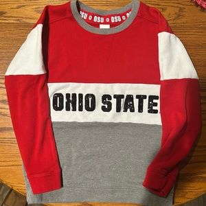 PINK Victoria's Secret Ohio State Red White Gray Colorblock Sweatshirt
